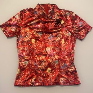 XOXO Vintage Asian Inspired Print Blouse